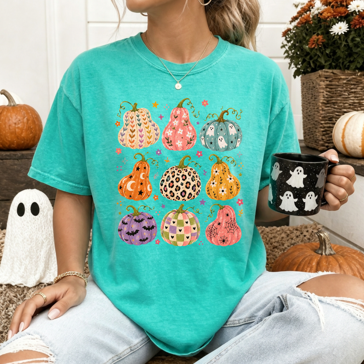 Whimsical Patterned Pumpkins Collage