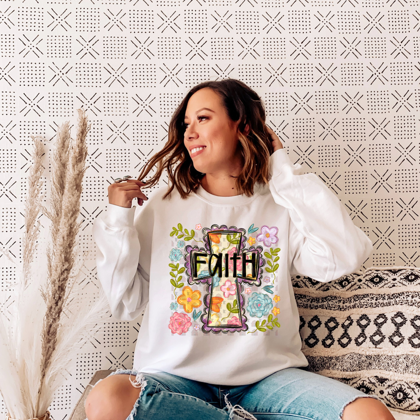 Whimsy Floral Faith Cross