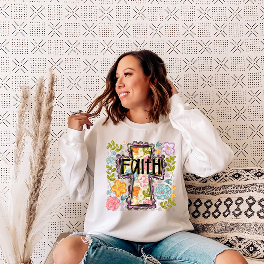 Whimsy Floral Faith Cross